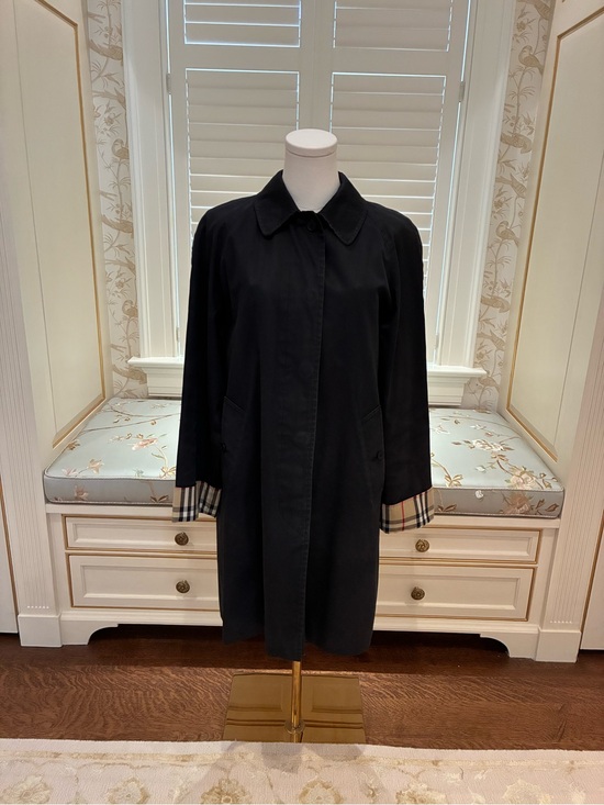 Burberry Jackets & Blazers - Burberry Black Trench Coat with Signature Check Cuff & Collar; Removable Lining